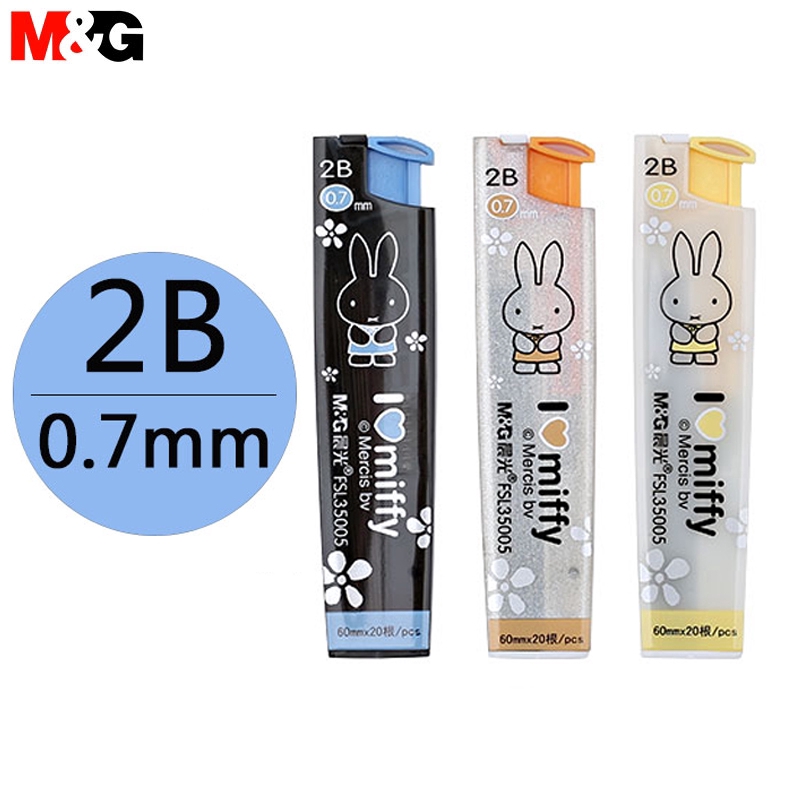 Hộp Ngòi Chì Kim 2B/HB 0.7/0.5 mm M&G X Miffy FSL50003/2/3/5 Thay Thế Tiện Dụng