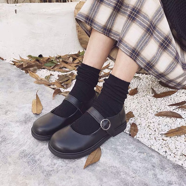 (Sẵn Đen 37 39- Nâu39 37 35) ⚡️Giày búp bê lolita  nữ da PU phong cách Lolita Ulzzang-FORM TO (G6) | BigBuy360 - bigbuy360.vn