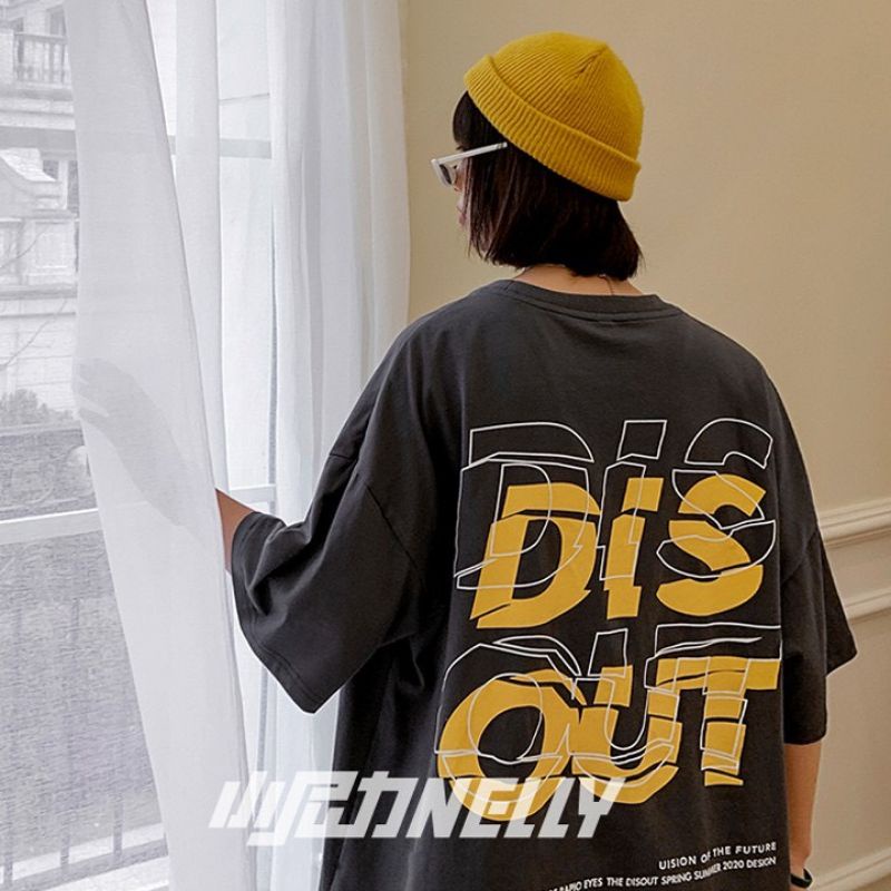 Áo thun tay lỡ unisex Dis out