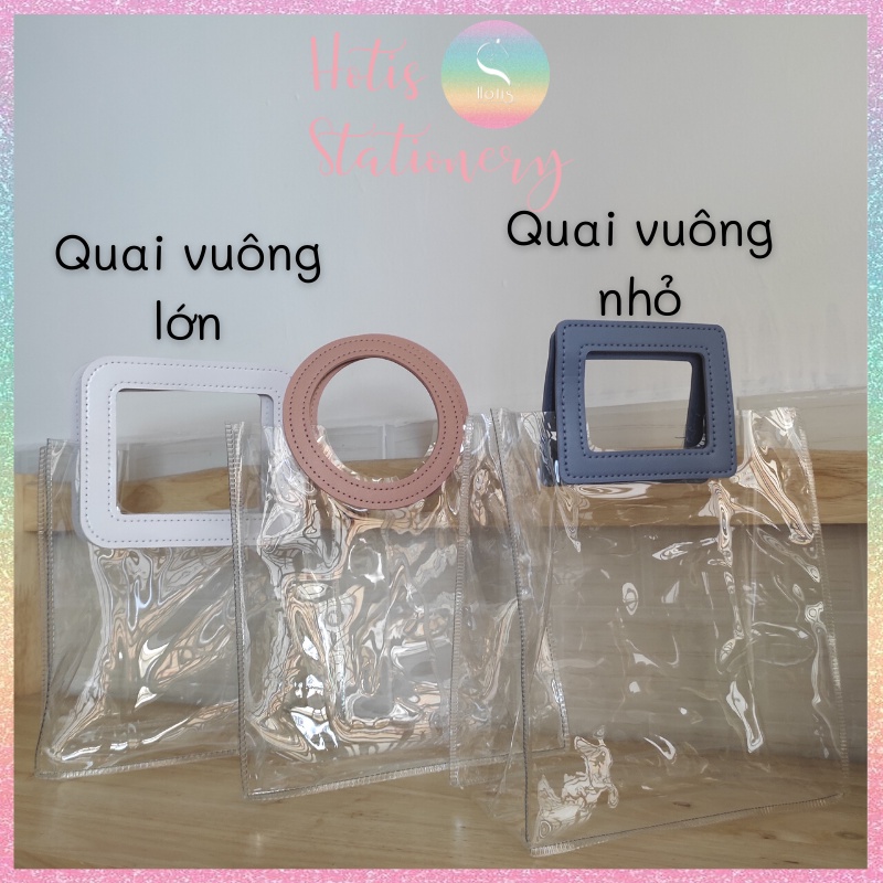 Túi PVC trong suốt loại dày cầm tay đựng quà tặng, mỹ phẩm - Nhiều kích cỡ, màu sắc