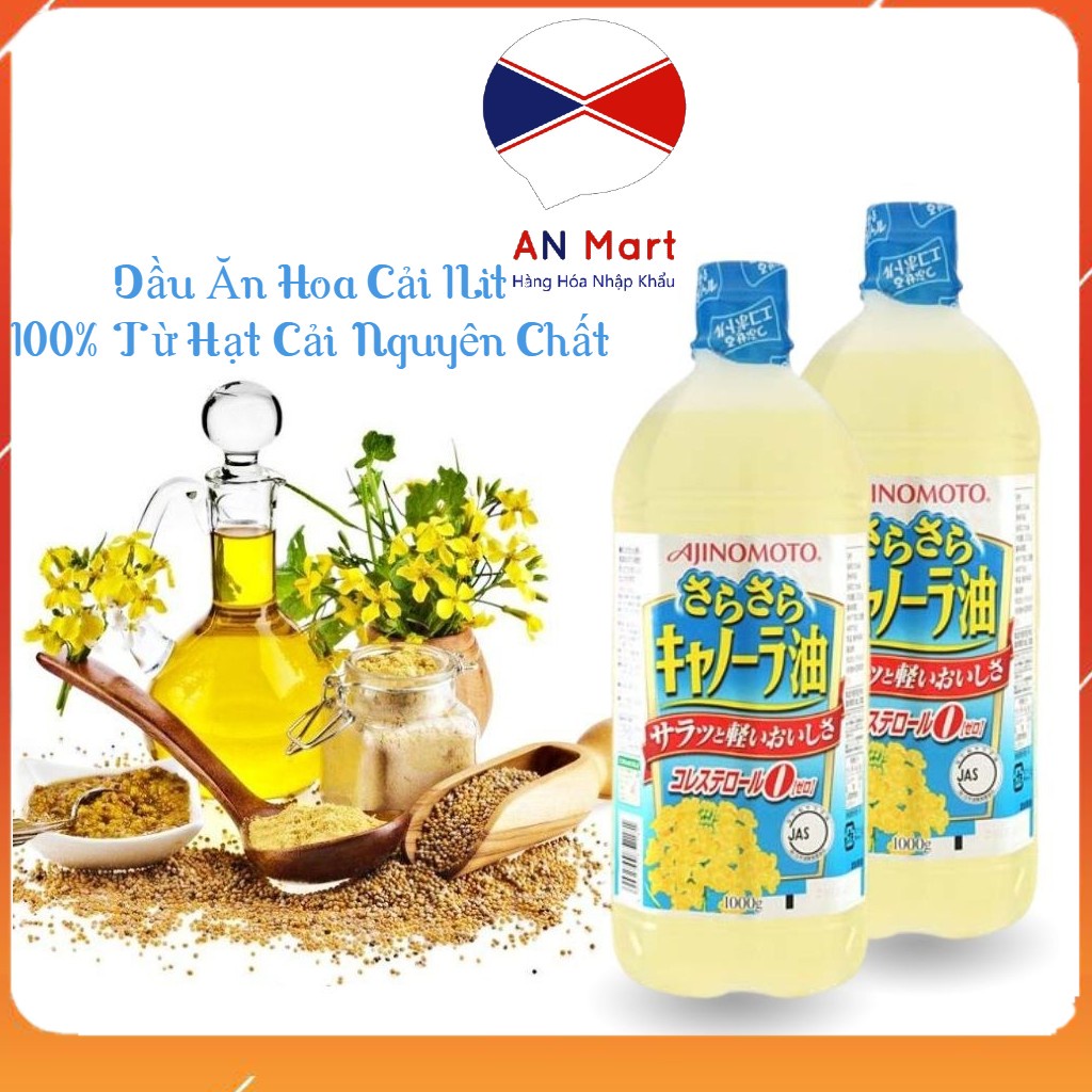 Dầu Ăn Hoa Cải Ajinomoto 1000g (Nội Địa Nhật) Chiết Xuất Từ Hạt Cải Nguyên Chất