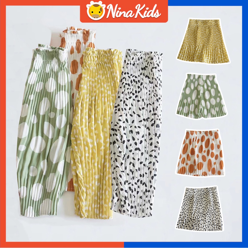 Quần ngắn ống rộng Họa Tiết Chấm Bi Xinh Xắn Dành Cho Bé Gái 1-8 Tuổi