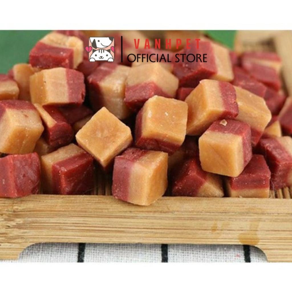 Bánh thưởng cho chó ăn liền vị thịt bò thịt heo cao cấp gói 100gr - vanhpet