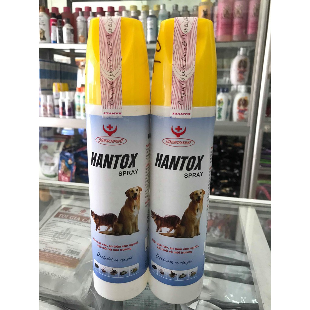 HANTOX SPRAY- DUNG DỊCH PHUN XỊT TRỊ VE RẬN BỌ CHÉT CHÓ MÈO 300ml