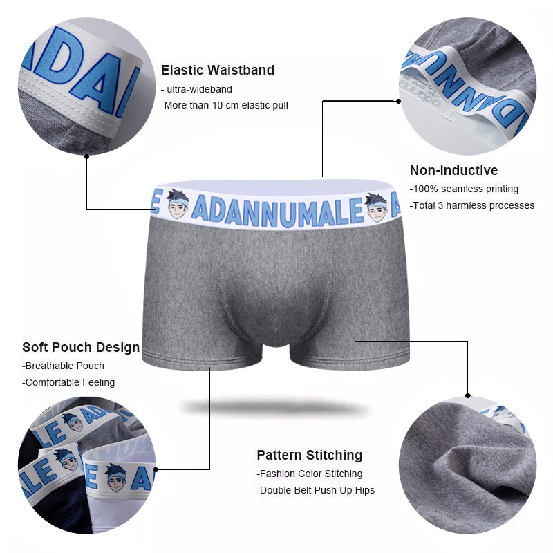 ORLVS Quần lót boxer chất liệu cotton thoáng khí thoải mái chất lượng cao Ad7104