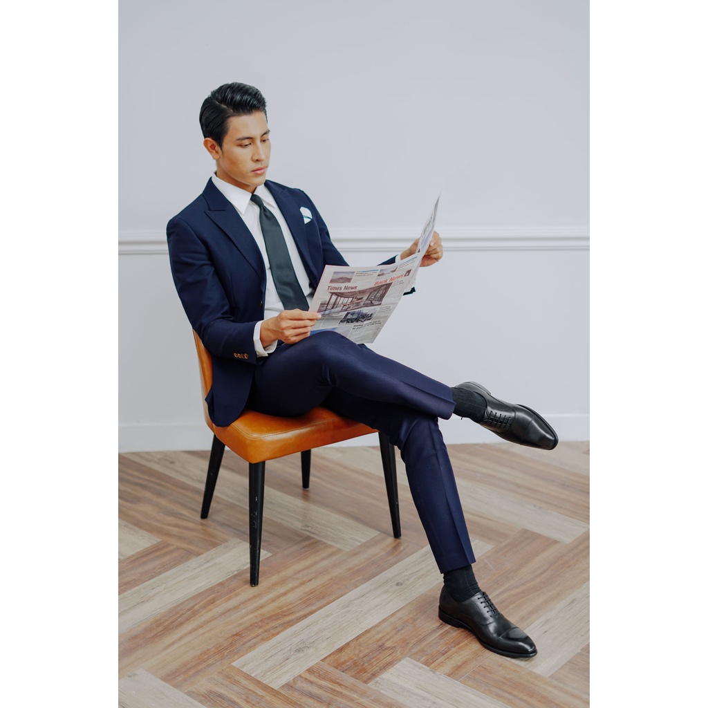 Bộ vest nam xanh than dáng 2 cúc Hàn Quốc lịch lãm-Shop Suit