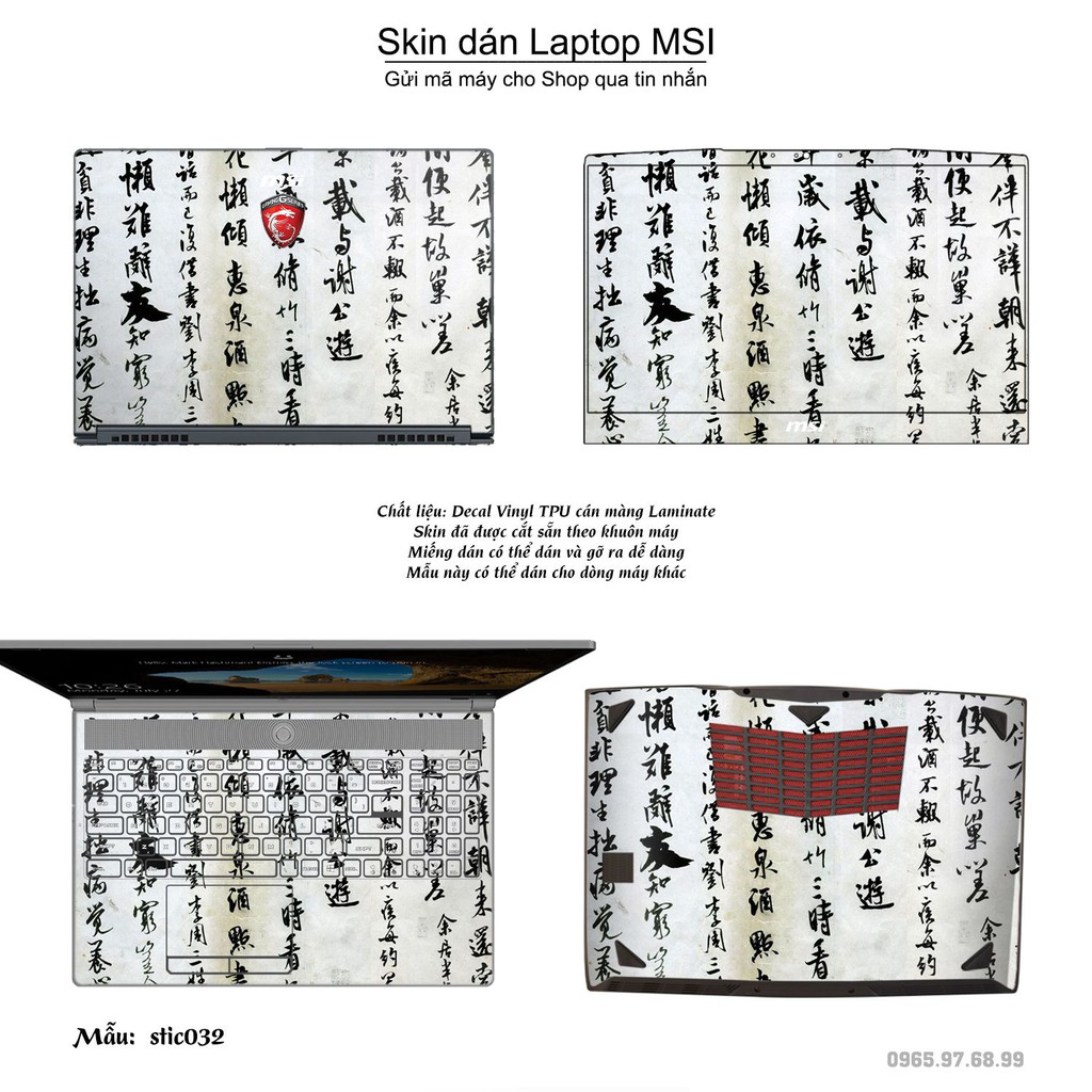 Skin dán Laptop MSI in hình Hoa văn sticker _nhiều mẫu 6 (inbox mã máy cho Shop)