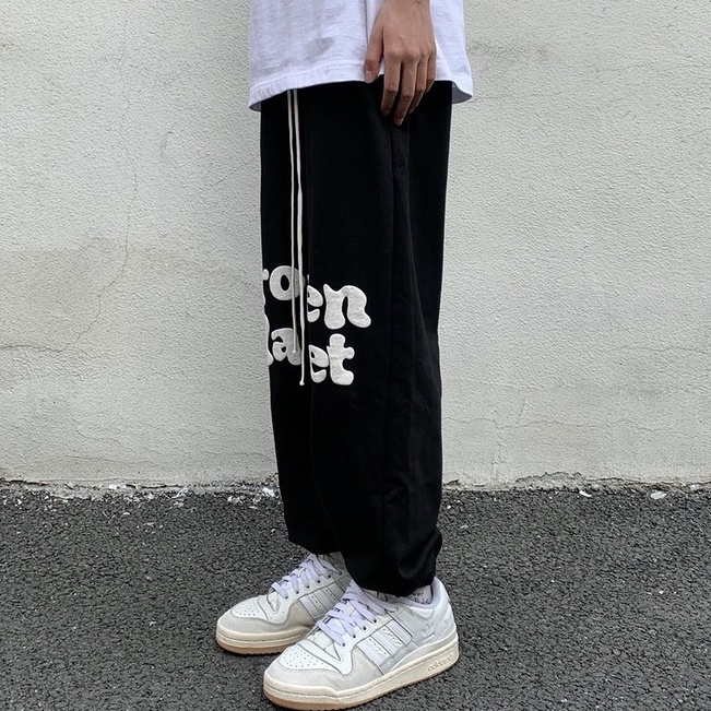 Quần thun ống rộng in chữ quần jogger nam nữ phong cách unisex SIB133