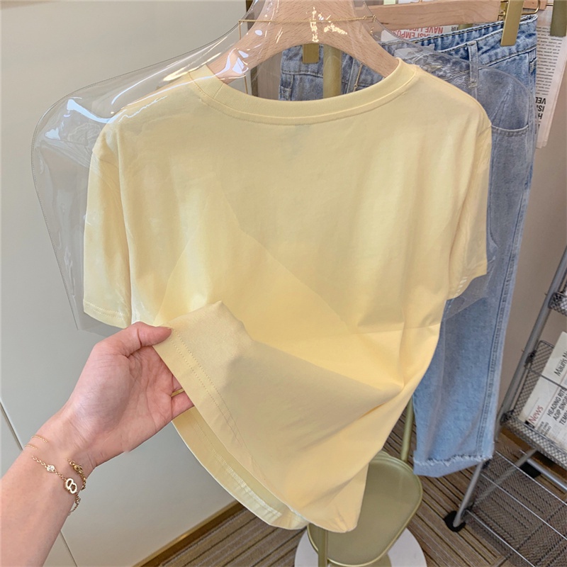 Áo thun HIIXIIVI 100% cotton tay ngắn cổ tròn in hình thời trang mùa hè phong cách Hàn Quốc cho nữ 2022