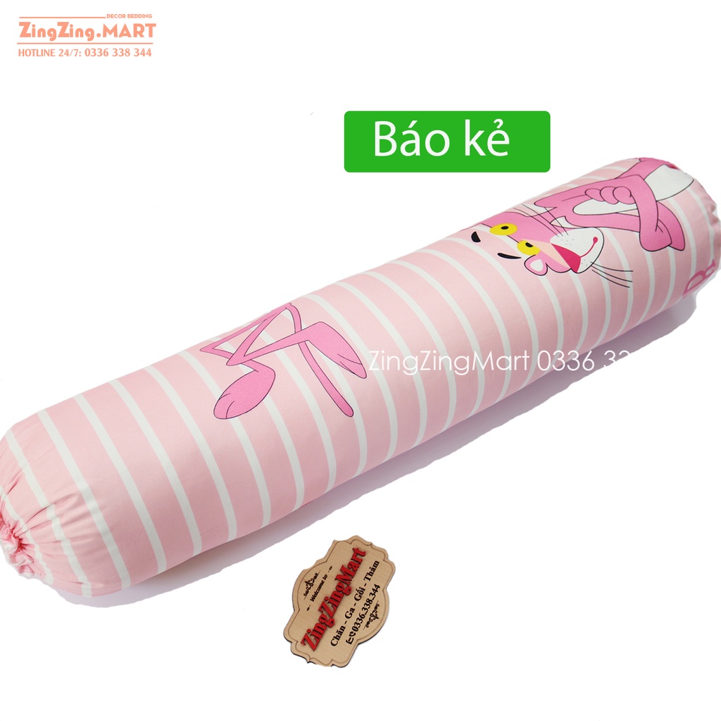 [Giá sale] Vỏ gối ôm Cotton Poly, Kích thước 35 x 105 cm, Mẫu Báo Kẻ Hồng