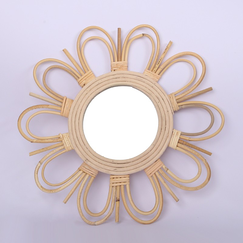 HO Woven Rattan Dressing Mirror Innovative Art Decoration Makeup Mirrors Bathroom