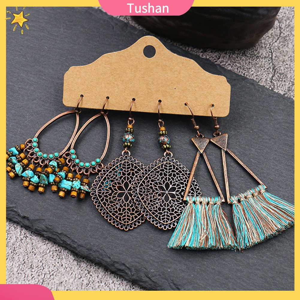 Set 3 Cặp Hoa Tai Phong Cách Vintage Thời Trang Dành Cho Nữ