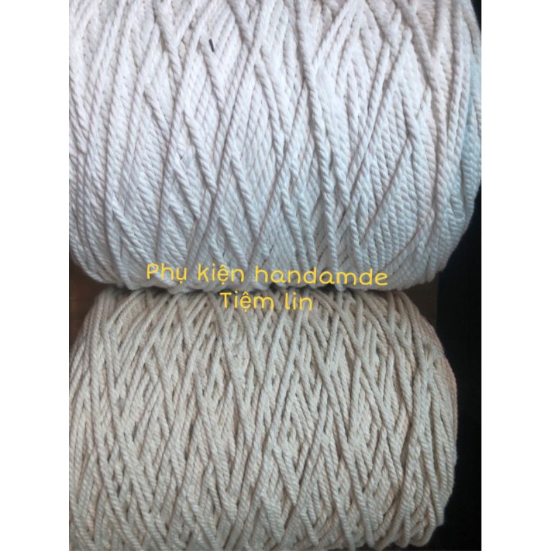 Dây macrame trắng ngà/kem size 3mm/4mm/5mm trọng lượng 1kg