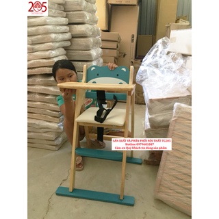 Ghế Ăn Dặm Cho Bé Từ 9 - 24 Tháng Tuổi Bằng Gỗ Hình Hà Mã Xanh - NỘI THẤT TC205