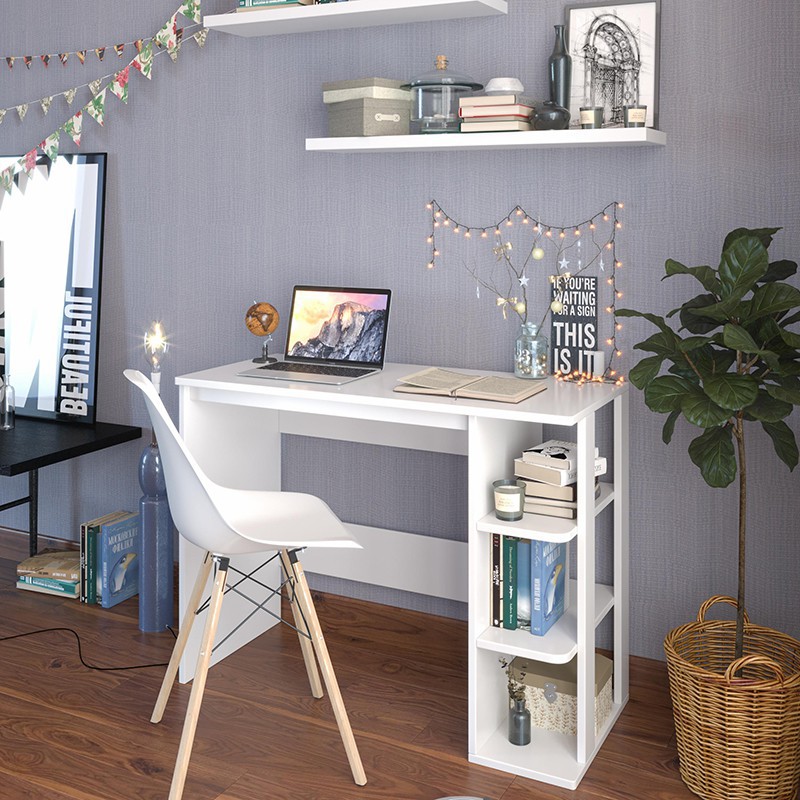[FREESHIP❤️] Bàn học, Bàn Làm Việc Kết Hợp Kệ Sách thông minh, có 3 ngăn bên cạnh
