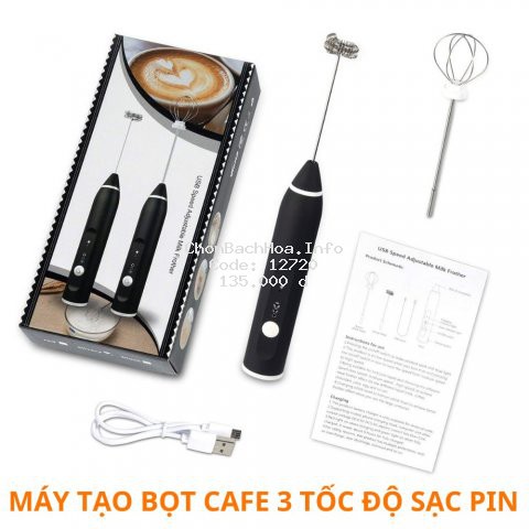 Máy đánh trứng tạo bọt cafe mini 2 trong 1 với 3 chế độ dùng pin sạc USB cao cấp