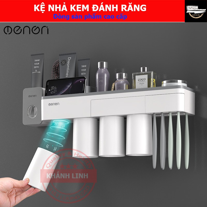 Trọn bộ Kệ kem đánh răng, bàn chải đánh răng đa năng Aenon MENON 208 - Màu ghi