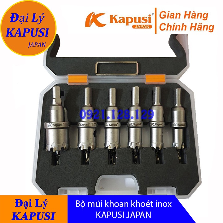 Bộ 6 mũi khoan khoét đa năng Kapusi JAPAN Chuyên Khoét Sắt, Khoét Inox