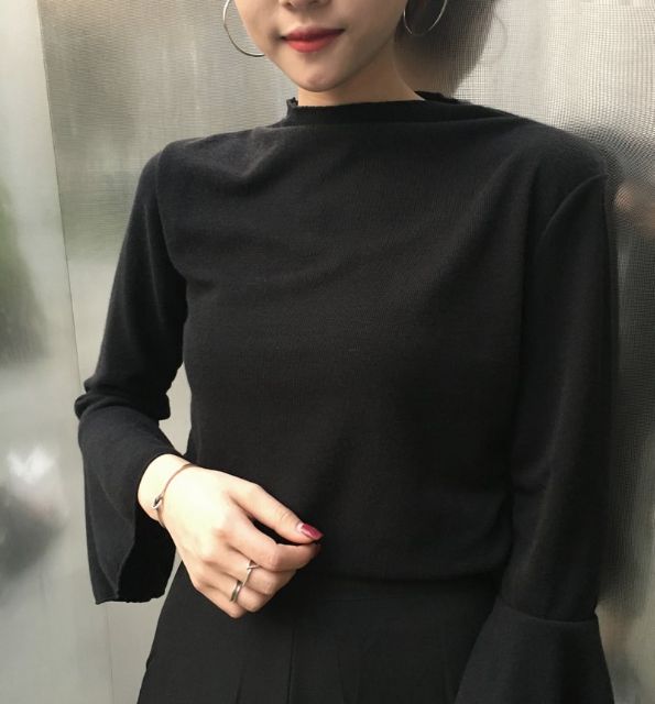 Hàng Sẵ_ Áo thun nữ tay loe dáng rộng phong cách hàn