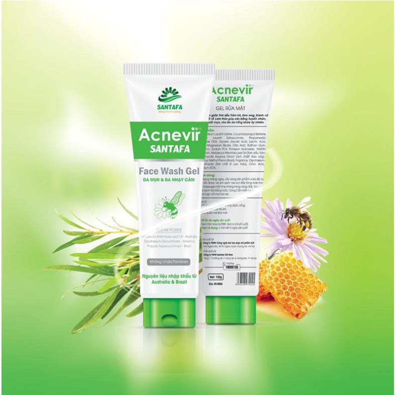 Sữa rửa mặt Acnevir Santafa Face wash gel  dành cho da mụn
