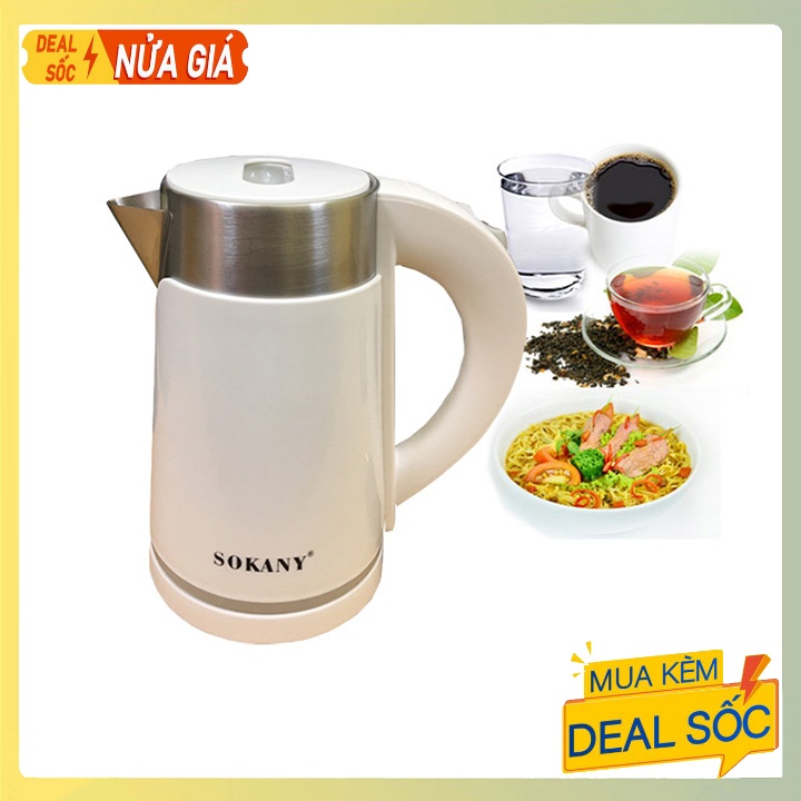 Ấm Đun Nước Siêu Tốc Chất Liệu Inox Cao Cấp Dung Tích 1L Chính Hãng SOKANY