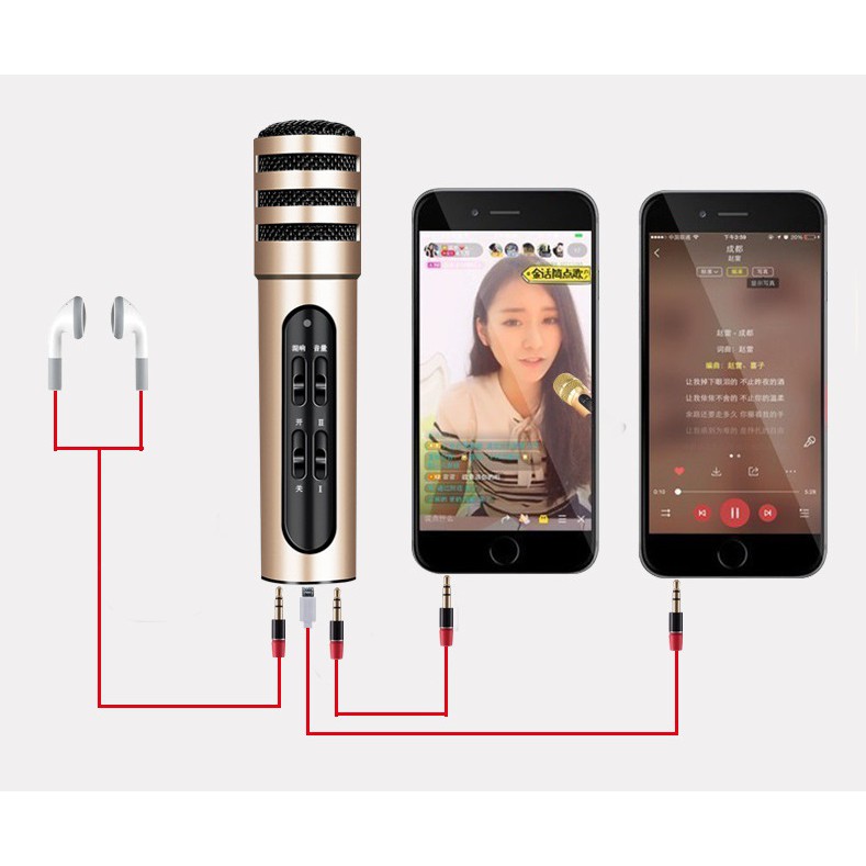 Micro livestream Freeship Mic livestream C6-C7 điện thoại di động TẶNG KÈM DÂY CÁP