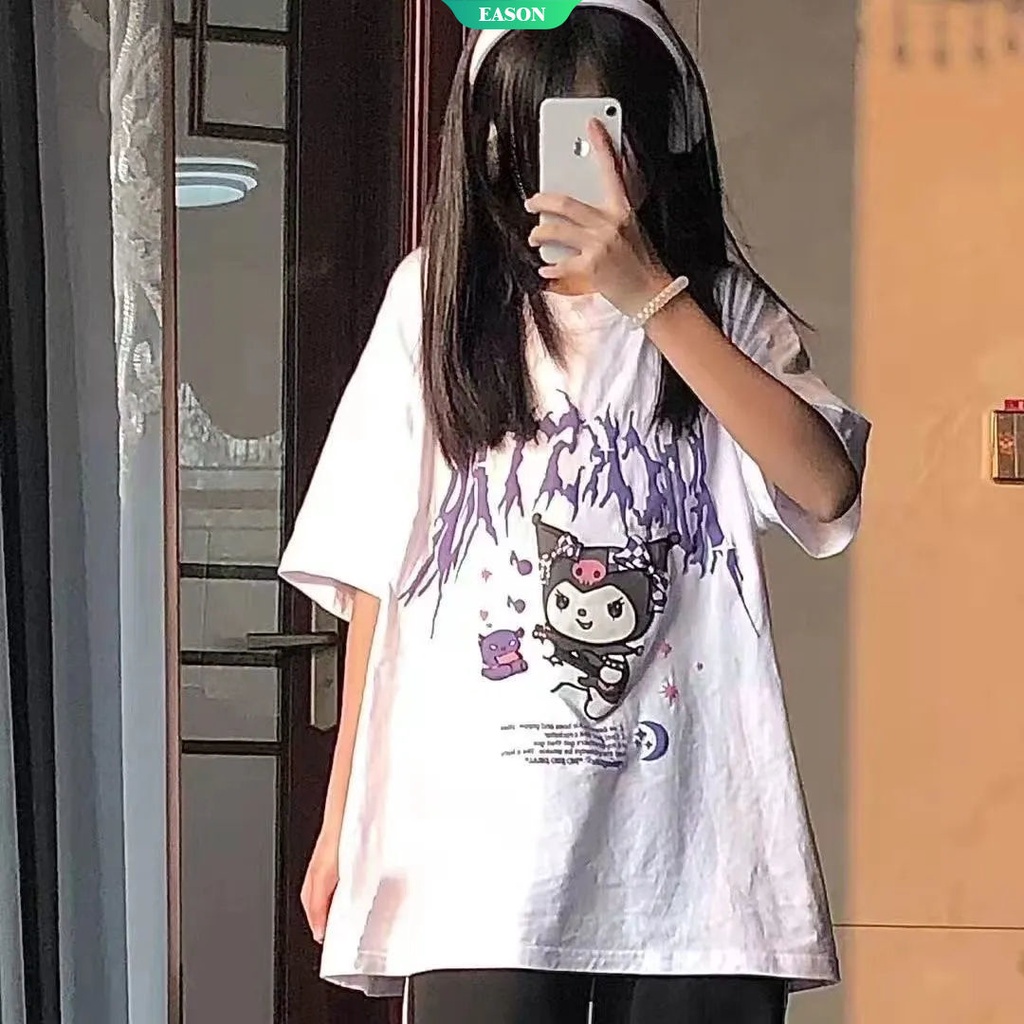 SANRIO Áo Thun Tay Ngắn Dáng Rộng In Họa Tiết Hoạt Hình Phong Cách Harajuku Nhật Bản Thời Trang Mùa Hè 2022 Cho Nữ