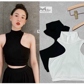 Áo balo thun borip cut out cổ cao croptop siêu đẹp