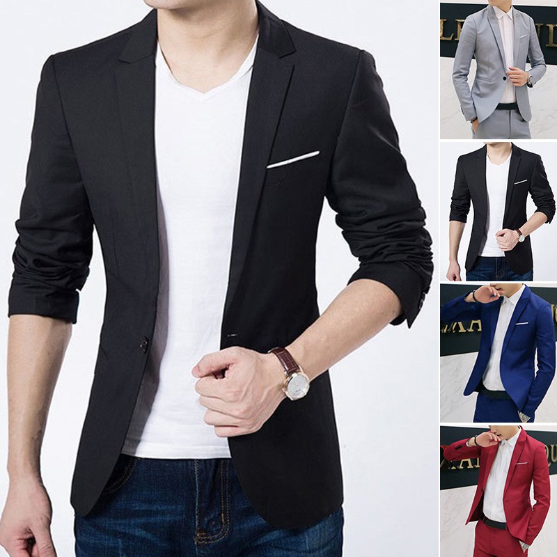 Mới Áo Khoác Blazer Phối Nút Cho Nam