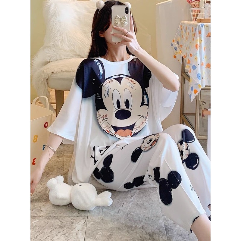 Hàng cao cấp- Bộ mặc nhà vải lụa băng in hoạt hình chuột Mickey dễ thương - Hàng Quảng Châu cao cấp - Ngân Dali- Có hìn | BigBuy360 - bigbuy360.vn