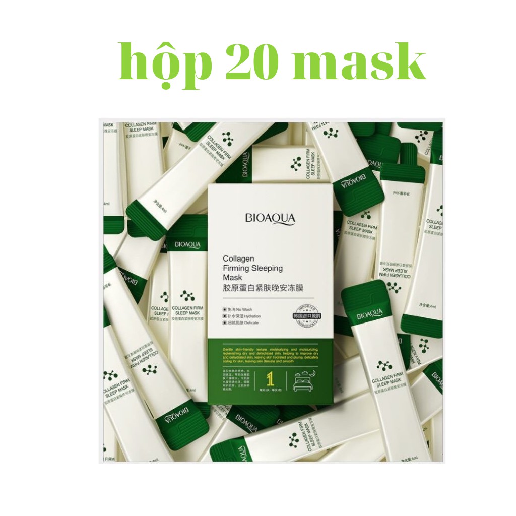 Mặt nạ ngủ collagel dưỡng ẩm trắng da thạch cấp nước BIOAQUA nội địa trung hộp 20 gói | BigBuy360 - bigbuy360.vn