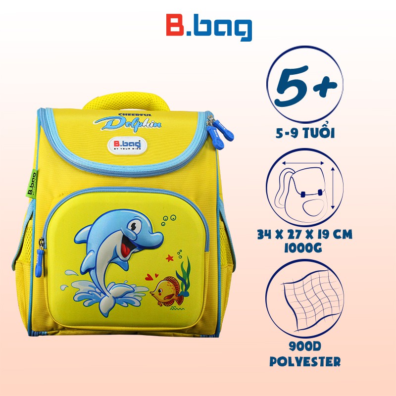 Balo chống gù Genius F2 B.bag Cho bé từ 6 tuổi đến 10 tuổi  Cặp Siêu nhẹ, chống gù, bảo vệ hệ xương, kiểu nhật bản