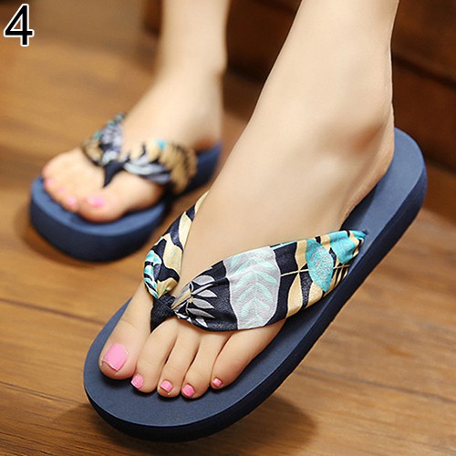 Dép sandal xỏ ngón họa tiết hoa phong cách boho cho nữ