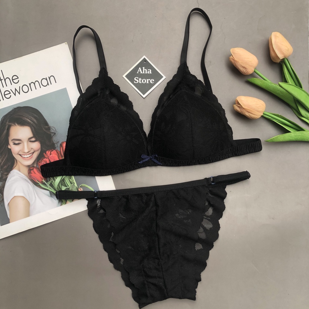 Bộ đồ lót  nữ đệm mỏng không gọng chất Ren mềm mại thoáng mát YiOn Underwear SETBRA01