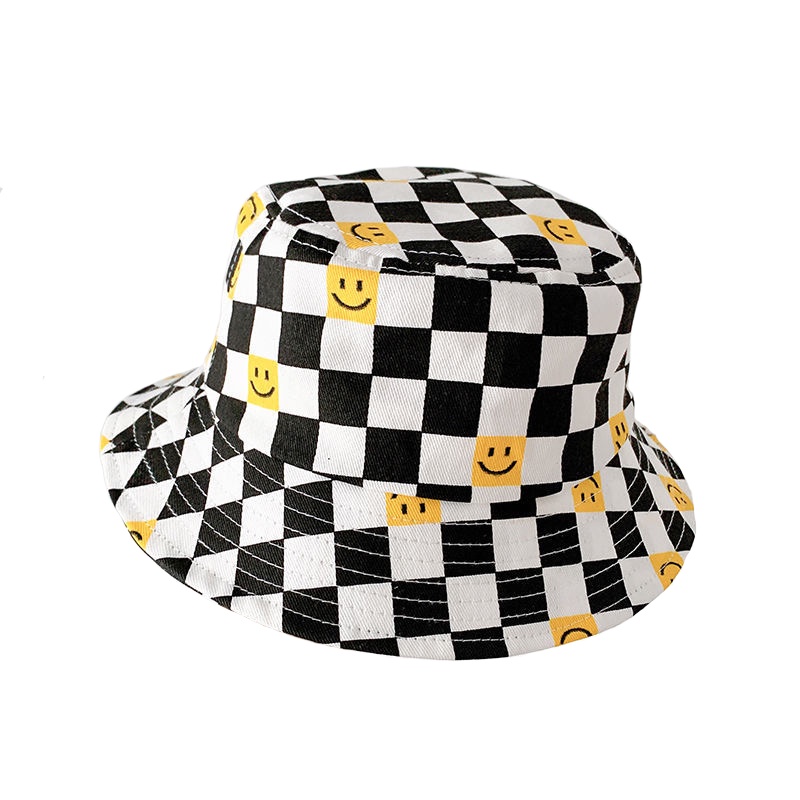 Nón Tai Bèo Vành Rộng Sọc Ca Rô Đen Trắng Phong Cách Hàn Quốc Xinh Xắn Dành Cho Bé