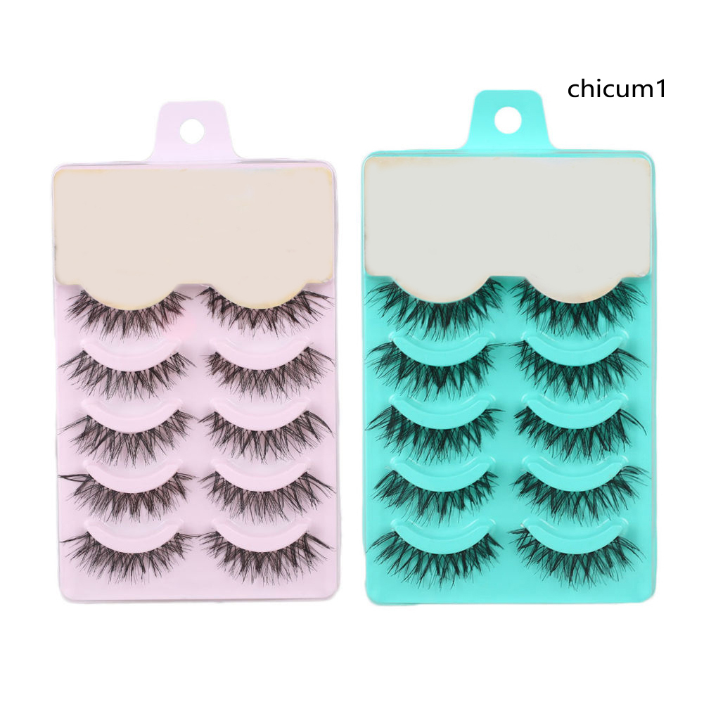 [Hàng mới về] Set 5 cặp lông mi giả cong dài trang điểm chuyên nghiệp tiện dụng