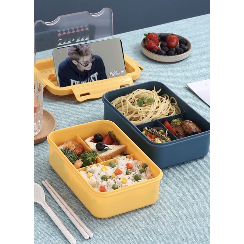 HỘP CƠM 3 NGĂN KÈM MUỖNG ĐŨA LÚA MÌ - HÀNG LOẠI 1 | BigBuy360 - bigbuy360.vn