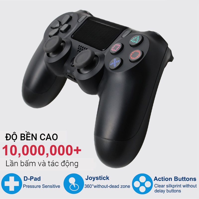 Tay cầm PS4 không dây loại tốt ✨Tặng kèm dây sạc chống nhiễu 1m✨ Tay cầm chơi game P4 cho PC, Laptop, chơi PES, FO4