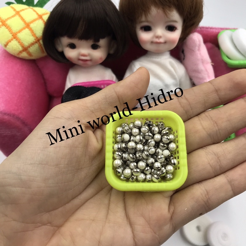 Phụ liệu may quần áo búp bê, nút áo, miếng dán may đồ doll