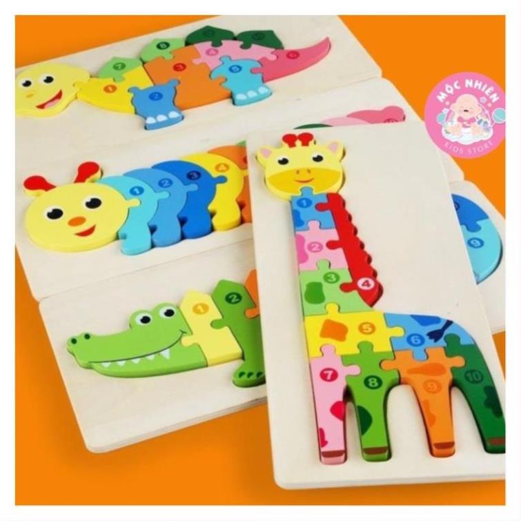 [SỈ] Tranh Ghép Hình 3D Nổi 10 Số Bằng  Gỗ Dày giúp bé phát triển tư duy sáng tạo- Mầu sắc siêu yêu