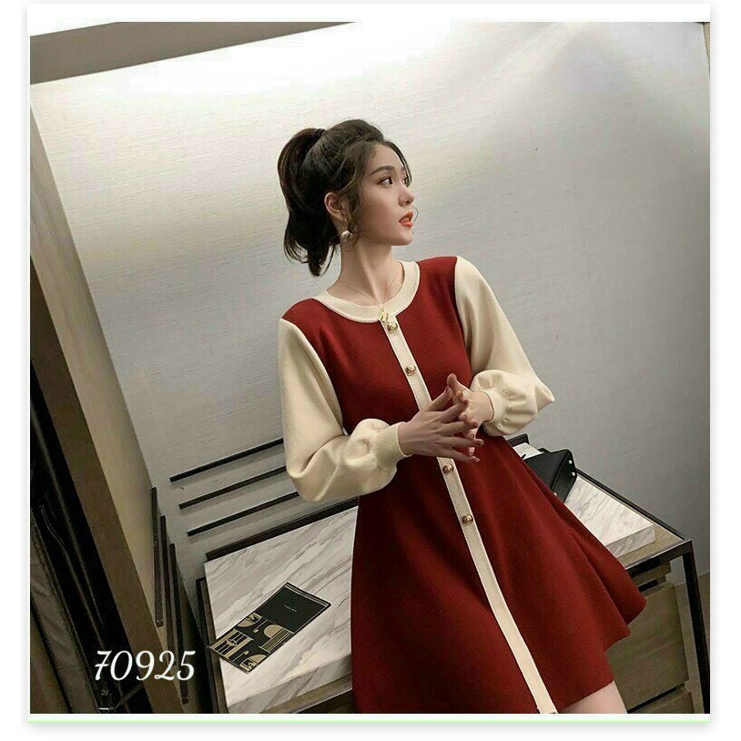 ĐẦM NỮ BABY DOLL PHỐI NÚT TIỂU THƯ XINH XẮN