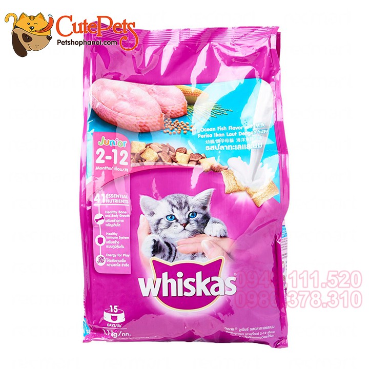 Thức ăn cho mèo con Hạt Whiskas Junior 1.1kg  - CutePets