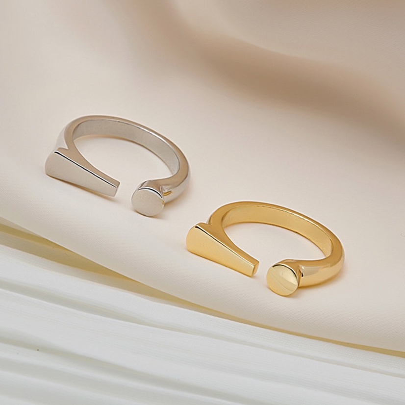 Nhẫn Hở Mạ Bạc/Vàng Họa Tiết Hình Học Có Thể Điều Chỉnh Cho Nữ