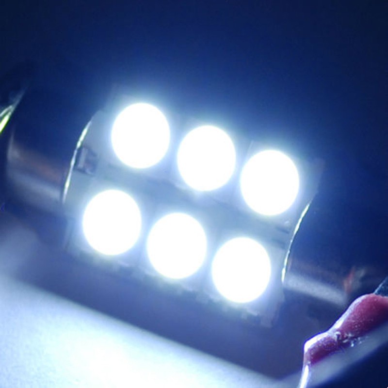 Đèn led 6 bóng 36mm 5050 Smd Dc 12V ánh sáng trắng dành cho xe hơi