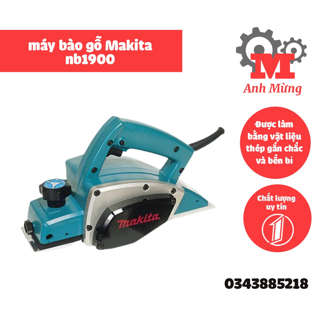 Máy bào gỗ Makita nb1900 công suất mạnh mẽ, dễ sử dụng trên bề mặt gỗ