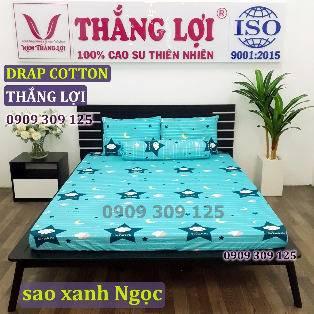 (RẺ VÔ ĐỊCH)bộ drap cotton Thắng lợi chính hãng SAO XANH NGỌC (ảnh thật)