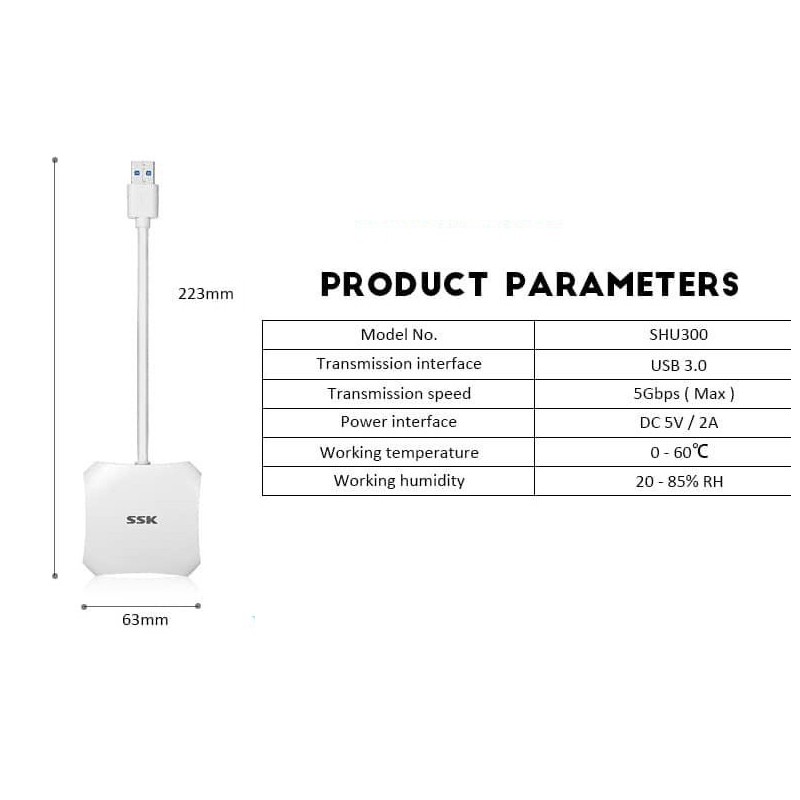 Hub chia cổng USB 3.0 SSK SHU300 từ 1 ra 4 cổng