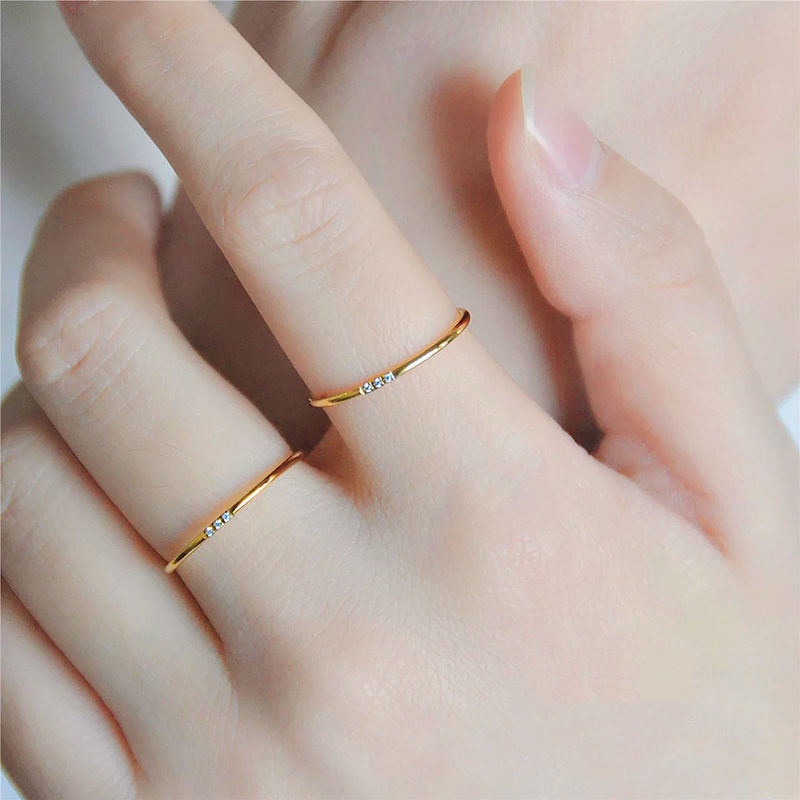 Nhẫn titan nữ không gỉ mạ vàng 18k thiết kế đơn giản phong cách ins hàn quốc mới nhất 2023