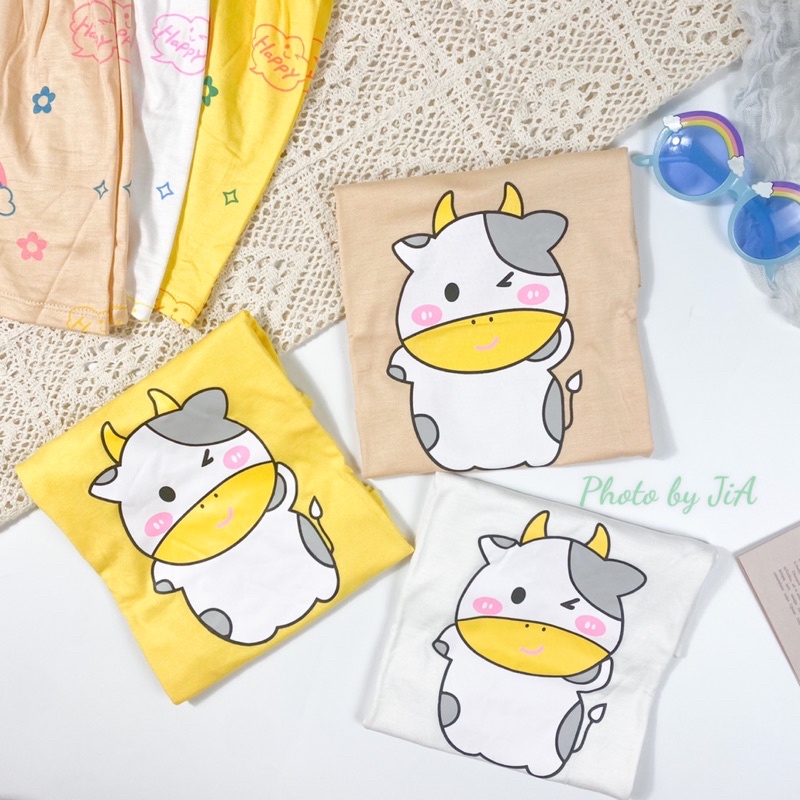 TNIN53 Bộ Tay Ngắn Quần Ngắn Bò Sữa Cầu Vồng Thun Lạnh Minkymom Cho Bé Từ 8kg Đến 19kg