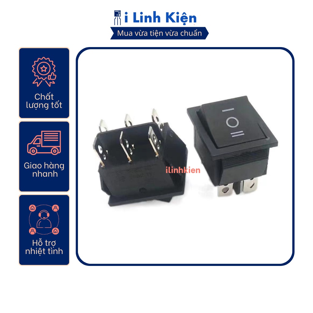 Công tắc bập bênh KCD4 15A/250V 6 chân 3 chế độ 25x31mm không đèn